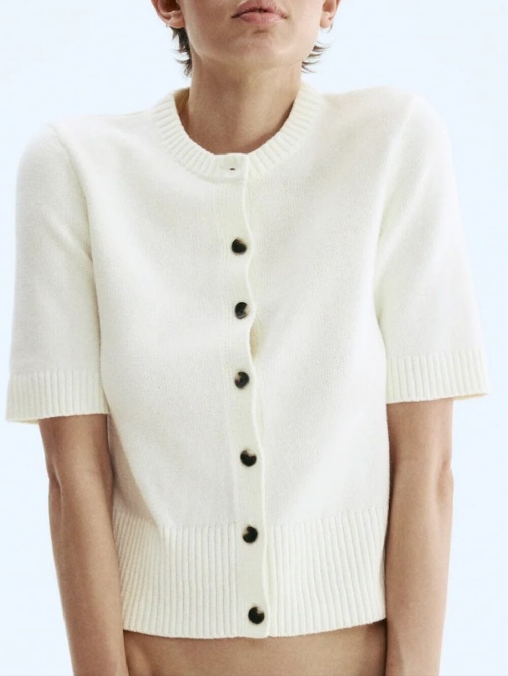 H&M Short sleeve white cardigan size XS